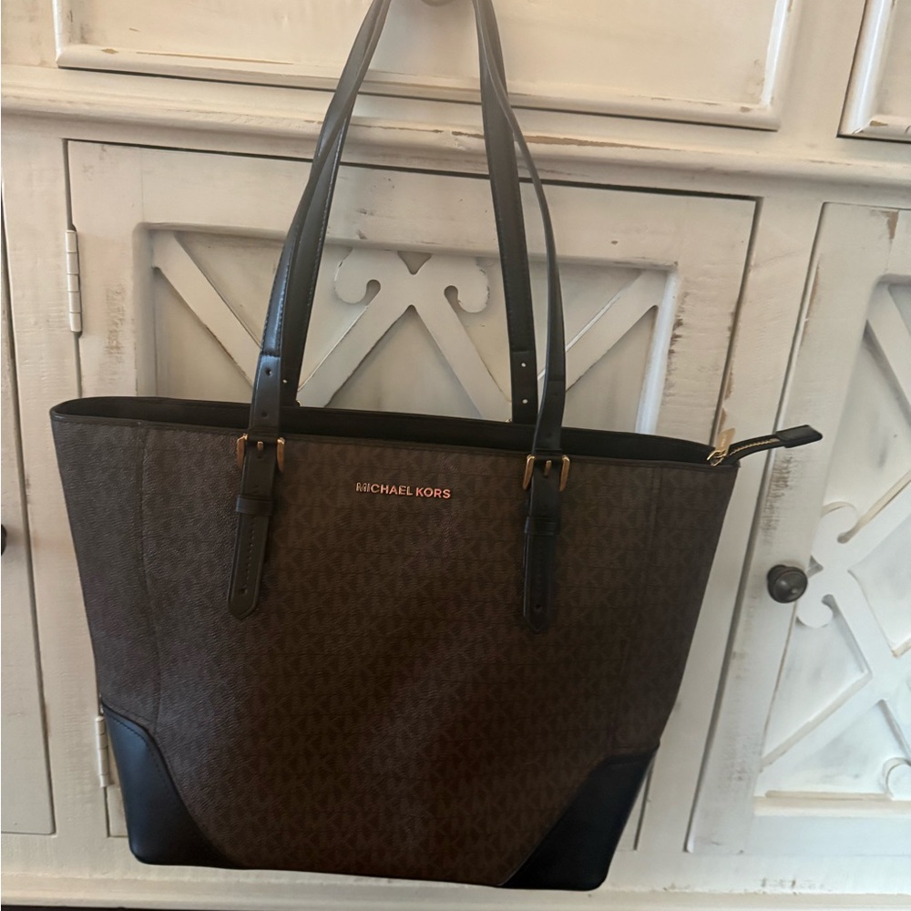Michael Kors Brown and Black Signature Tote